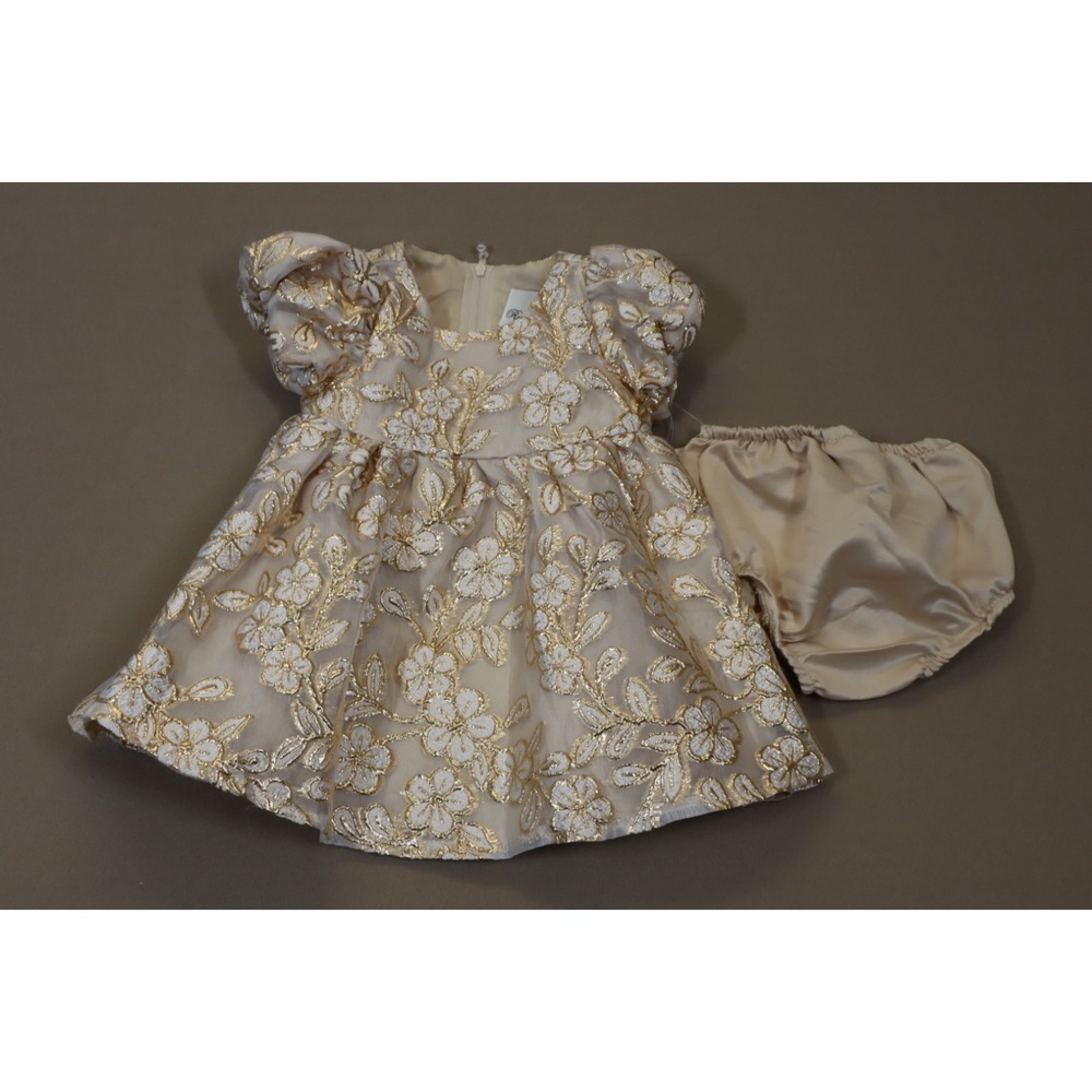 Rare‎ Editions Baby Girls Gold Burnout Organza Social Dress 6-9M - Picture 2 of 6